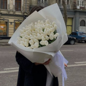 Букет из 101 белого тюльпана
